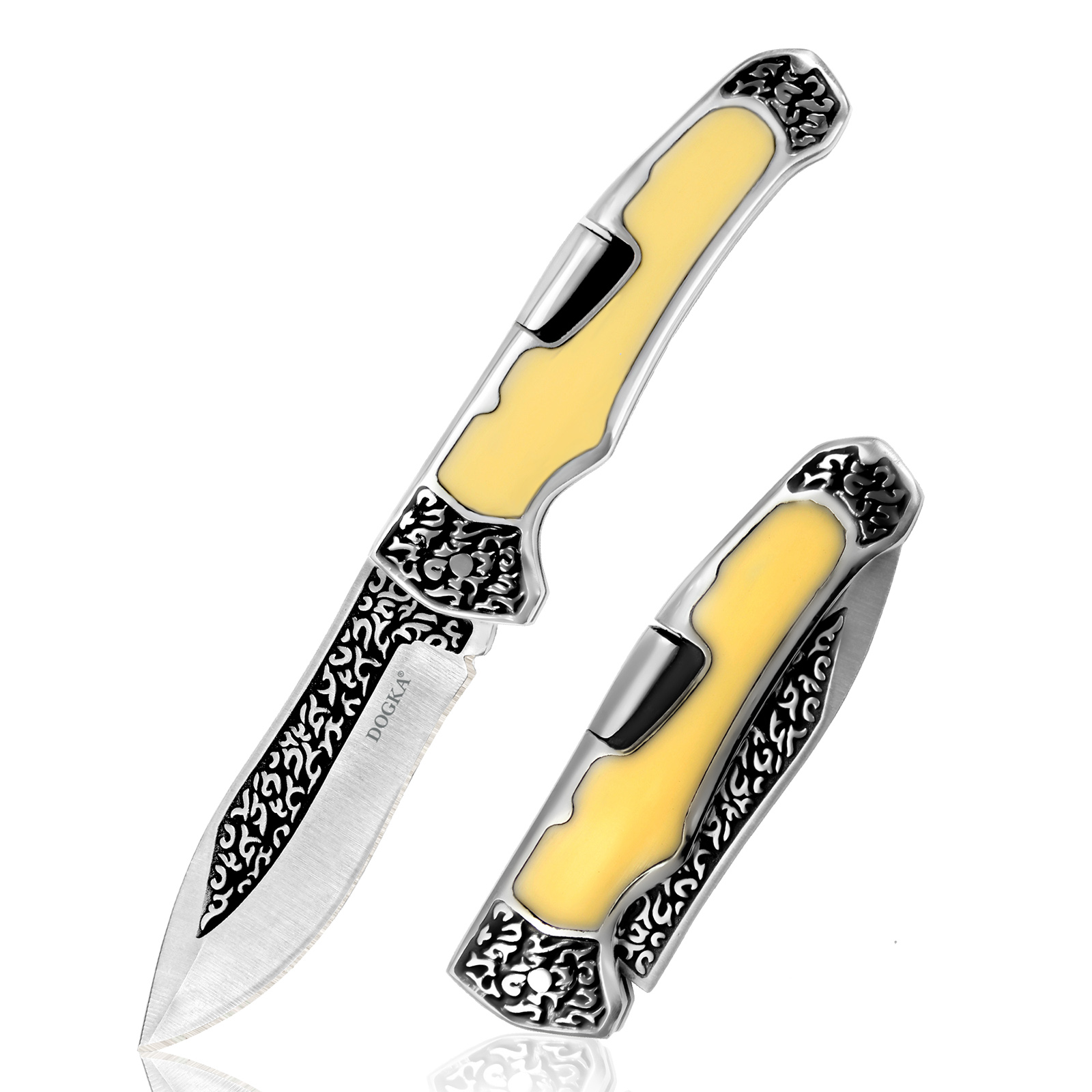 Vintage Collectible Pocket Knives - Vintage Oymalı Katlanır Cep Tipi Çok
