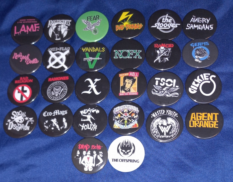 Vintage Collectible Buttons - Vintage ABD Punk Rock Grubu Pinli