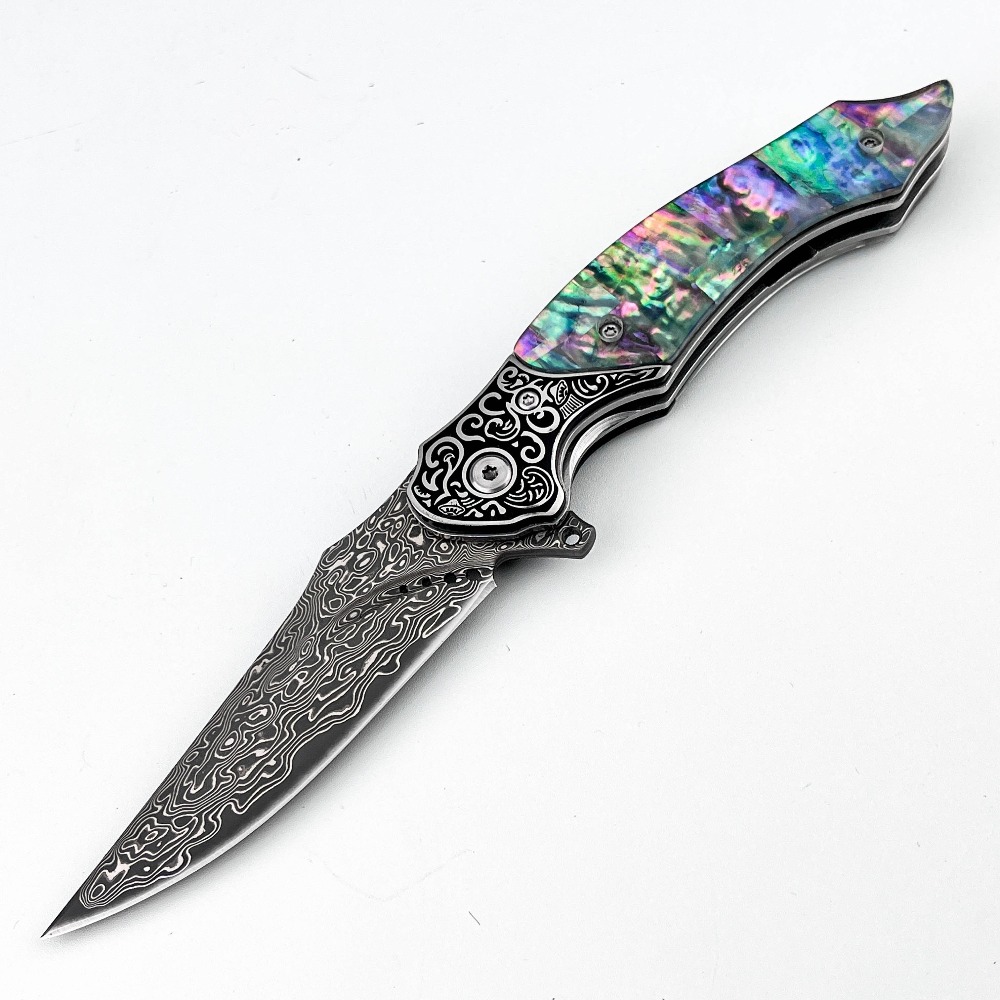 Vintage Collectible Pocket Knives - Yeni Vintage Şam Desenli Bıçaklı Katlanır