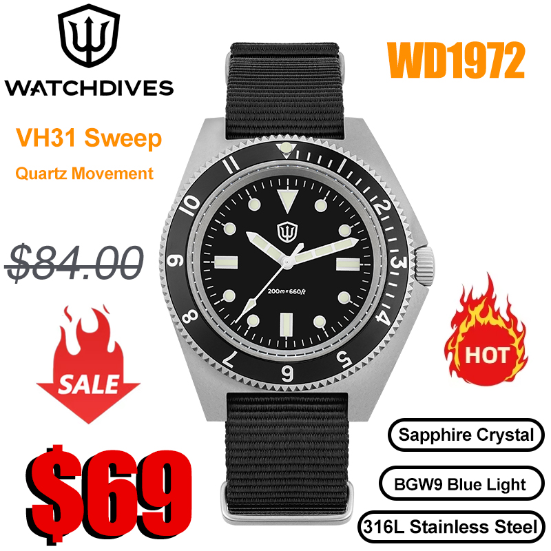 Vintage Watch Crystal - Watchdives WD1972 Kuvars İzle VH31 Süpürme