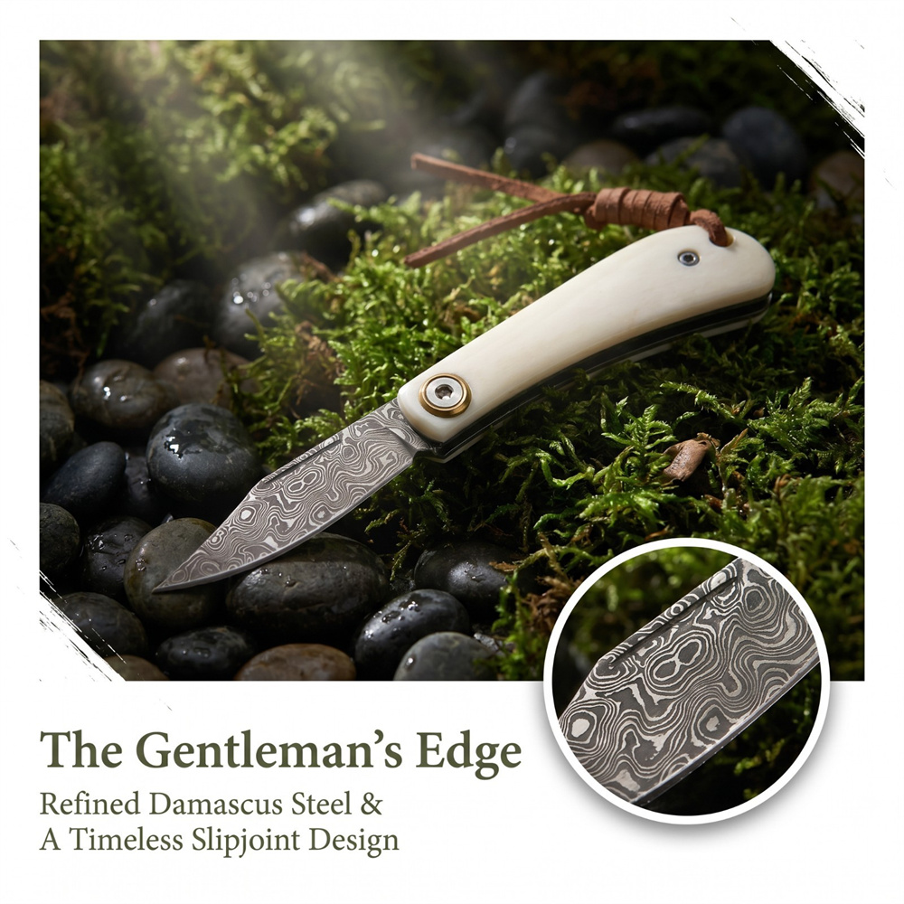 Vintage Collectible Pocket Knives - Vintage Şam Çelikli Katlanır EDC Cep