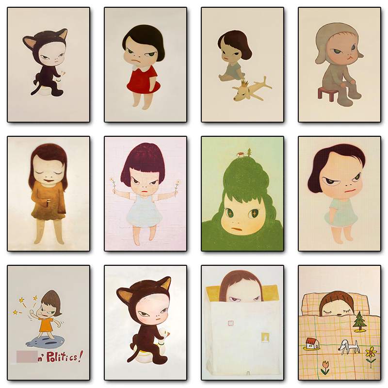 Vintage Collectible Dolls - 1 adet çerçevesiz tuval boyama Yoshitomo