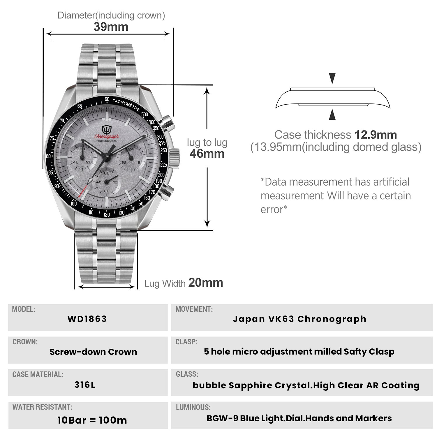 Watchdives WD1863 39mmErkek sa - Vintage Watch Crystal incelemesi ve fiyatı