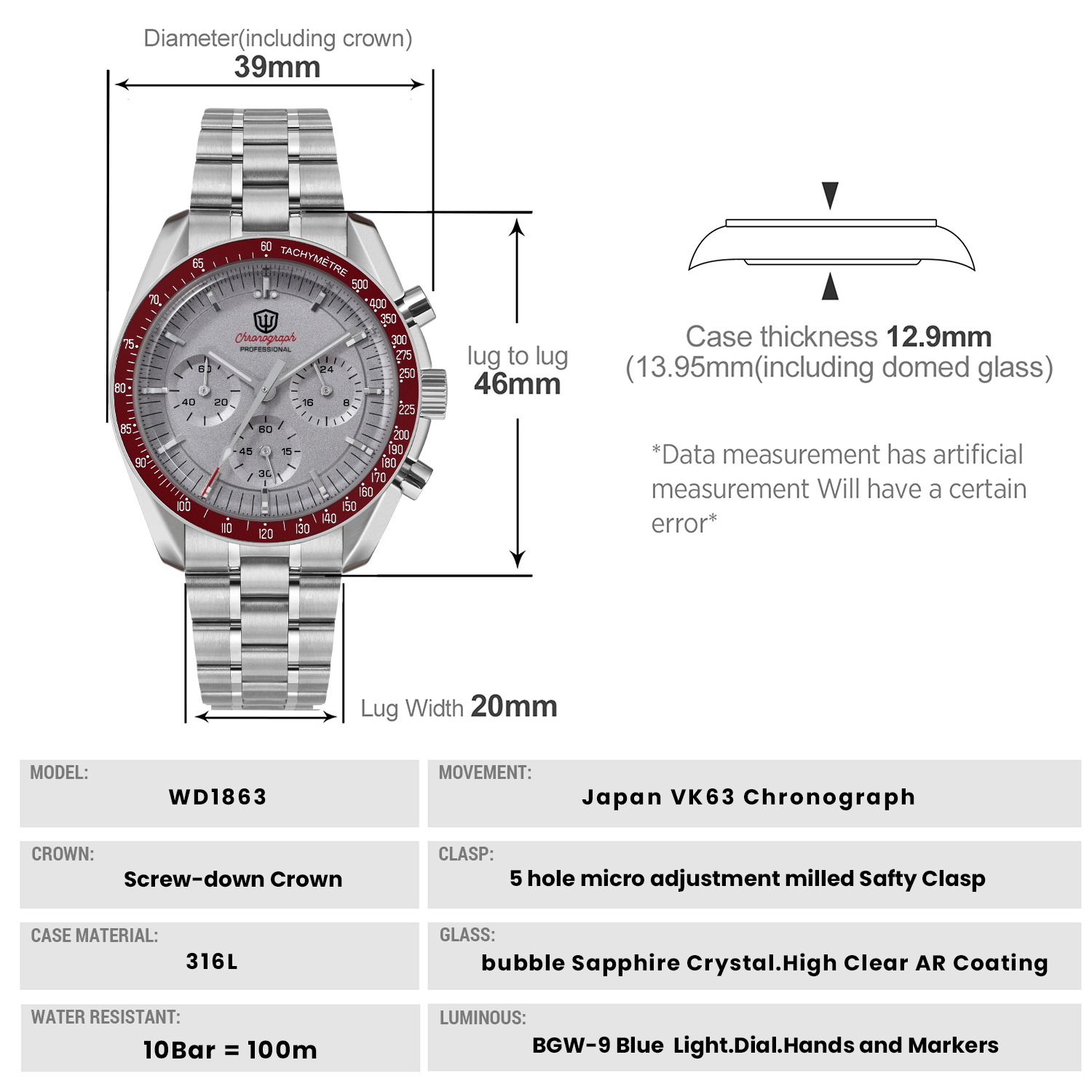 Watchdives WD1863 39mmErkek sa - Vintage Watch Crystal incelemesi ve fiyatı